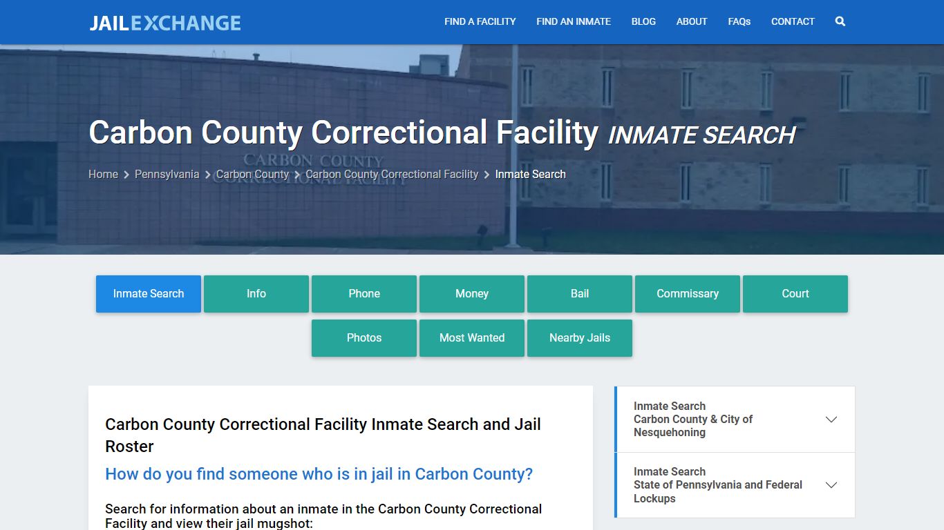 Carbon County Correctional Facility Inmate Search - Jail Exchange