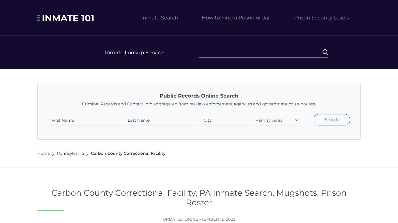 Carbon County Correctional Facility, PA Inmate Search, Mugshots, Prison ...